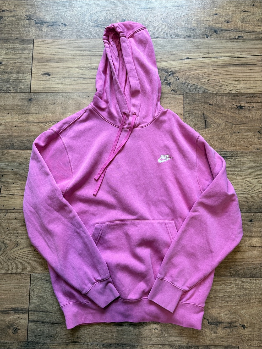 Nike Women's Pink Pullover Hoodie with White Swoosh